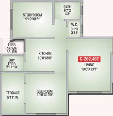 Sai Girinandan (1BHK+1T (704 sq ft) + Study Room 704 sq ft) Sai Girinandan (1BHK+1T (704 sq ft) + Study Room 704 sq ft)
