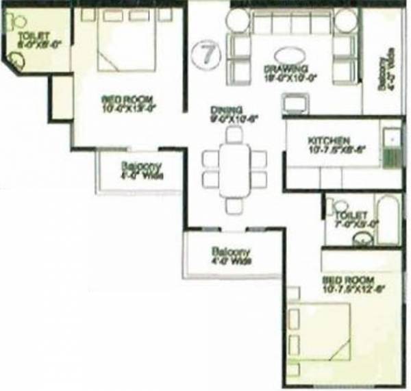 Trimurty Trimurty Apartments (2BHK+2T (1,037 sq ft) 1037 sq ft)
