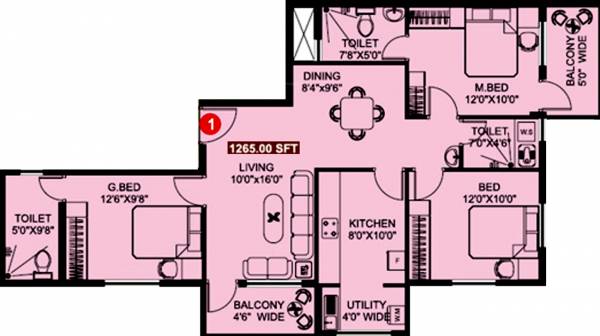 SMR Group Westgate Terraces (3BHK+3T (1,265 sq ft) 1265 sq ft) SMR Group Westgate Terraces (3BHK+3T (1,265 sq ft) 1265 sq ft)
