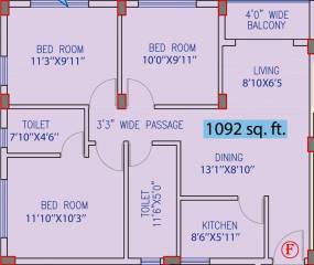 MBPS Waterview (3BHK+2T (1,092 sq ft) 1092 sq ft) MBPS Waterview (3BHK+2T (1,092 sq ft) 1092 sq ft)