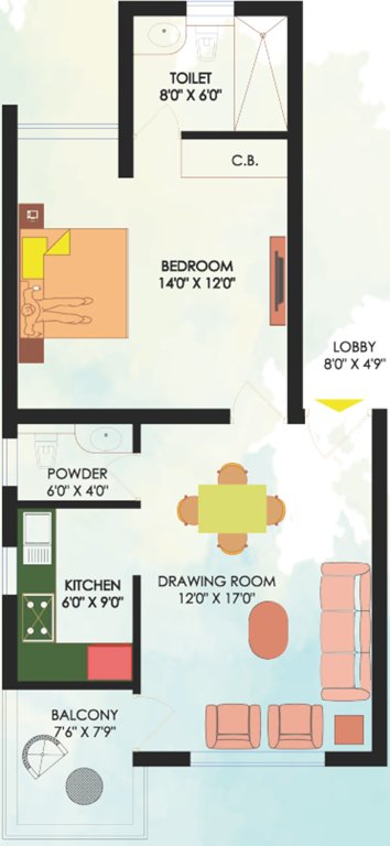 Shikhar Sunny Lake Greens (1BHK+2T (905 sq ft) 905 sq ft)