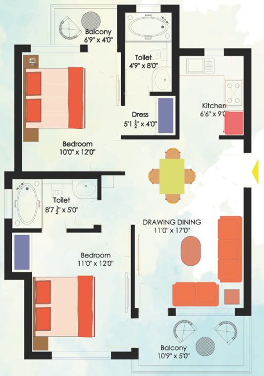 Shikhar Sunny Lake Greens (2BHK+2T (1,062 sq ft) 1062 sq ft)