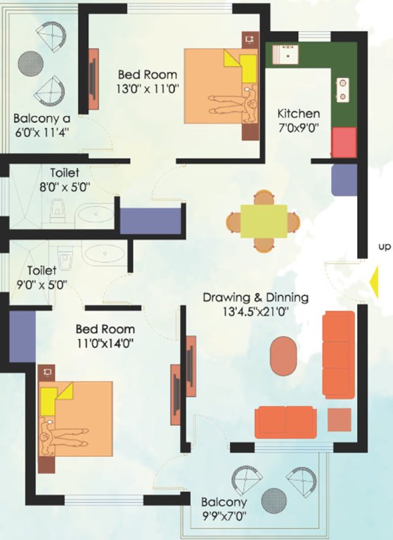 Shikhar Sunny Lake Greens (2BHK+2T (1,315 sq ft) 1315 sq ft)