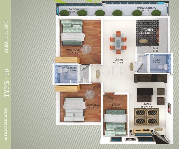 PanaCea Golden Nest (2BHK+2T (1,541 sq ft) + Study Room 1541 sq ft) PanaCea Golden Nest (2BHK+2T (1,541 sq ft) + Study Room 1541 sq ft)