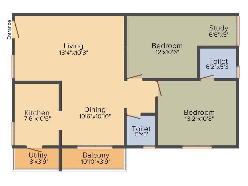 Vakil Magnolia (2BHK+2T (1,153 sq ft) + Study Room 1153 sq ft)