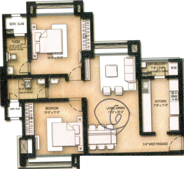 Neelkanth Palms (2BHK+2T (1,160 sq ft) 1160 sq ft)