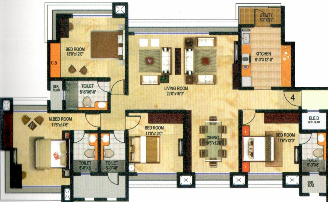 Neelkanth Palms (4BHK+4T (2,397 sq ft) 2397 sq ft)