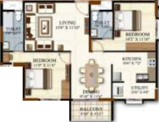 Cynosure White Spaces (2BHK+2T (1,153 sq ft) 1153 sq ft)