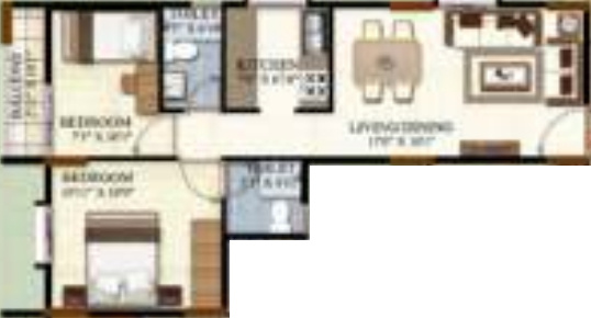 Cynosure White Spaces (2BHK+2T (886 sq ft) 886 sq ft)