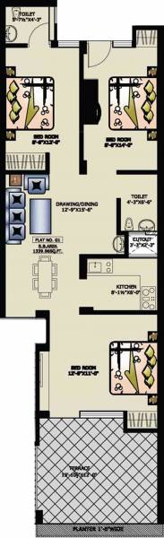 Pareek Hari Jyot 1st (3BHK+2T (1,340 sq ft) 1340 sq ft)