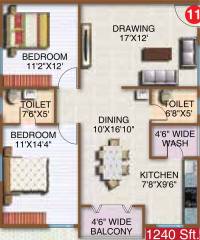 SK Daisy (2BHK+2T (1,240 sq ft) 1240 sq ft) SK Daisy (2BHK+2T (1,240 sq ft) 1240 sq ft)