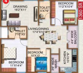 SK Daisy (3BHK+2T (1,360 sq ft) 1360 sq ft) SK Daisy (3BHK+2T (1,360 sq ft) 1360 sq ft)