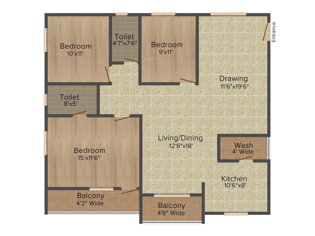 SK Daisy (3BHK+2T (1,580 sq ft) 1580 sq ft)