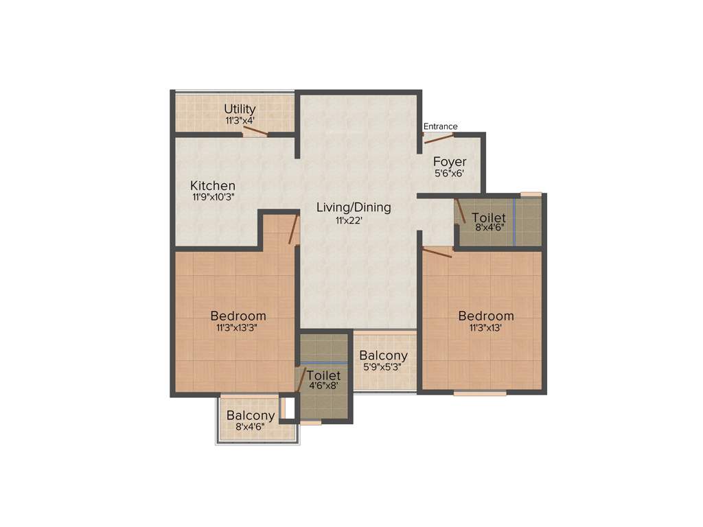 GR Sankalpa (2BHK+2T (1,255 sq ft) 1255 sq ft)