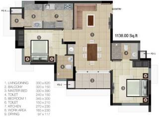 PVS Builders And Developers Platinum (2BHK+2T (1,138 sq ft) 1138 sq ft)