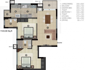 PVS Builders And Developers Platinum (2BHK+2T (1,143 sq ft) 1143 sq ft)