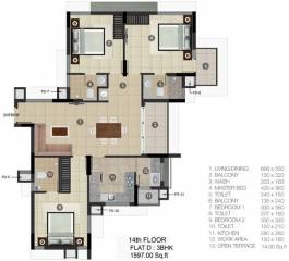 PVS Builders And Developers Platinum (3BHK+3T (1,597 sq ft) 1597 sq ft)