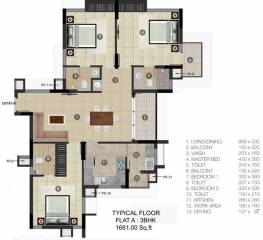 PVS Builders And Developers Platinum (3BHK+3T (1,661 sq ft) 1661 sq ft)