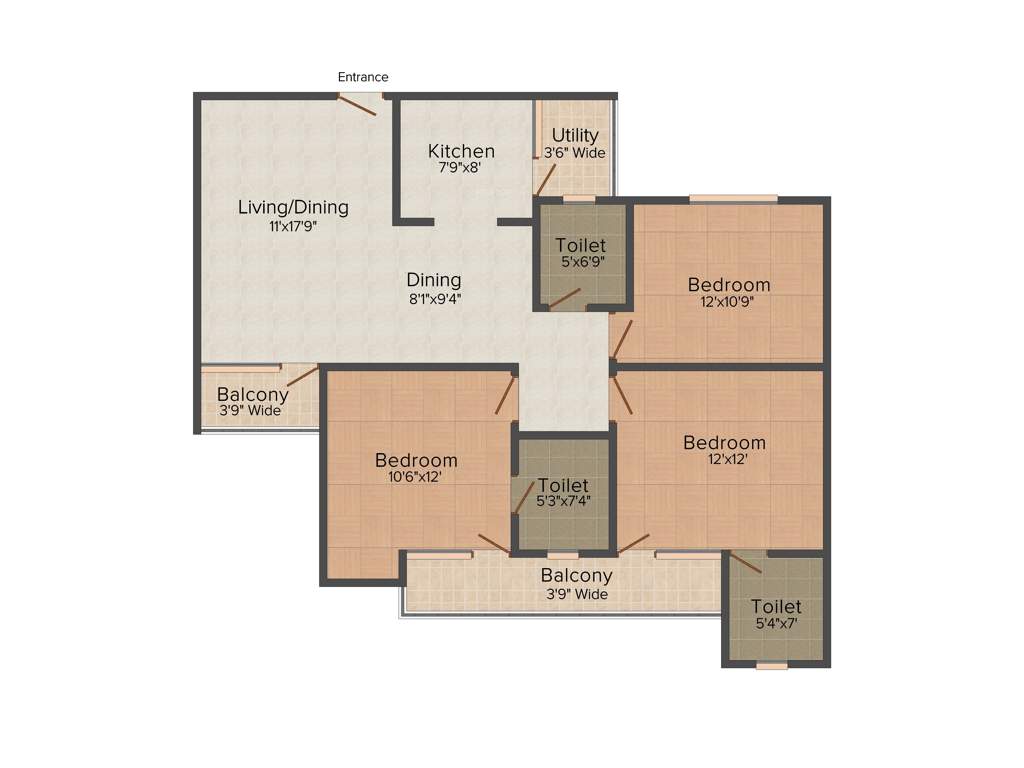 Sunshine Imperial Greens (3BHK+3T (1,485 sq ft) 1485 sq ft)