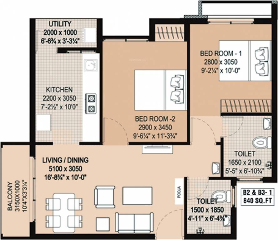 Arun Four Greens (2BHK+2T (840 sq ft) 840 sq ft) Arun Four Greens (2BHK+2T (840 sq ft) 840 sq ft)