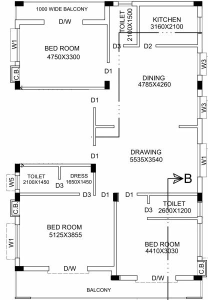 Greenacre AC 74 (3BHK+3T (1,860 sq ft) 1860 sq ft)