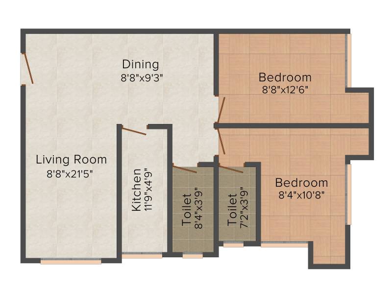 Ecoprime Divinity (2BHK+2T (1,064 sq ft) 1064 sq ft)