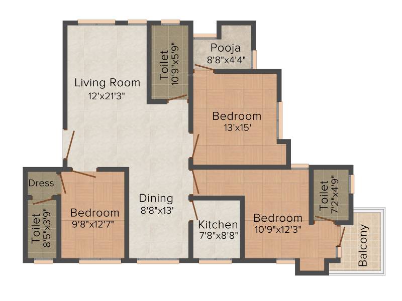 Ecoprime Divinity (3BHK+3T (2,119 sq ft) + Pooja Room 2119 sq ft)