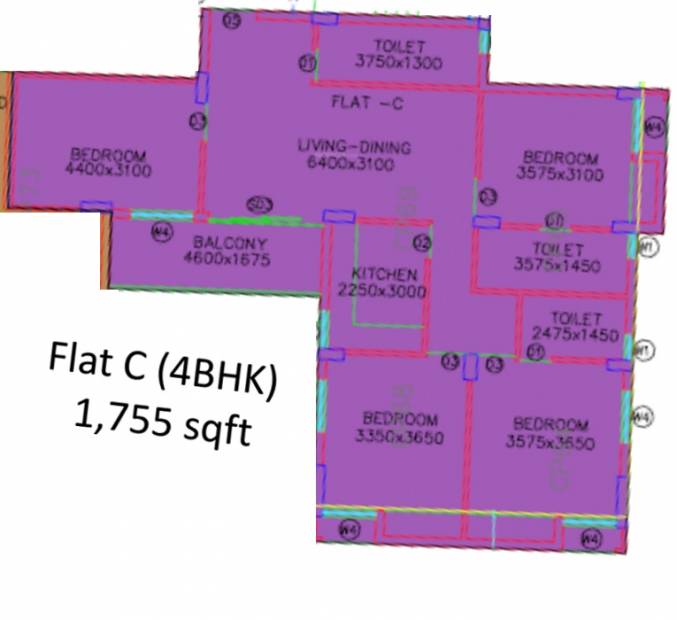 Shrachi Greenwood Nest (4BHK+3T (1,755 sq ft) 1755 sq ft)