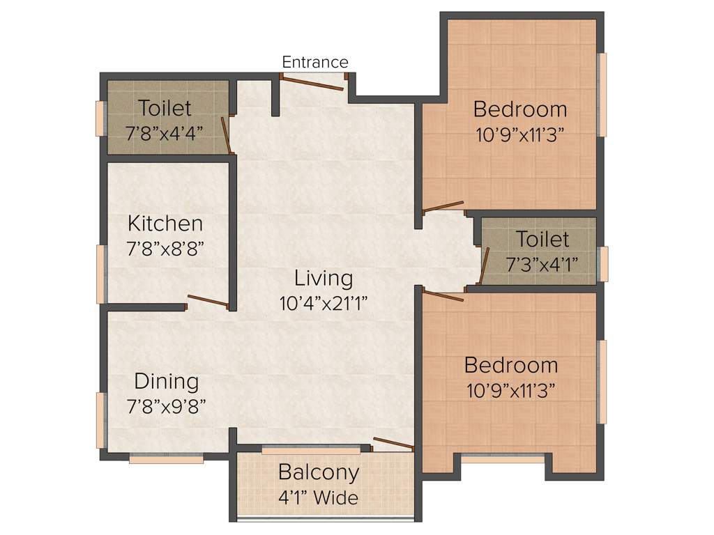 Solid Newtown Apartment (2BHK+2T (1,110 sq ft) 1110 sq ft)