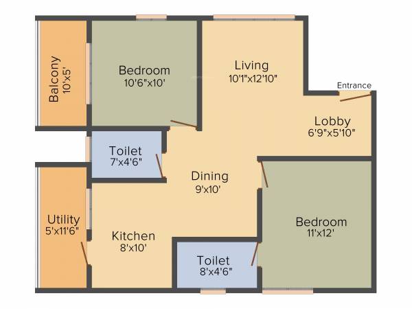 Peace Rhythm (2BHK+2T (1,118 sq ft) 1118 sq ft)