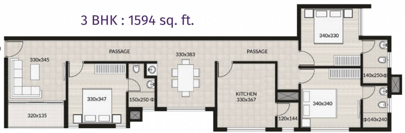 Crescent Lavender (3BHK+3T (1,594 sq ft) 1594 sq ft) Crescent Lavender (3BHK+3T (1,594 sq ft) 1594 sq ft)