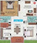 Aishwarya Srujana Oaks (2BHK+2T (1,265 sq ft) 1265 sq ft)