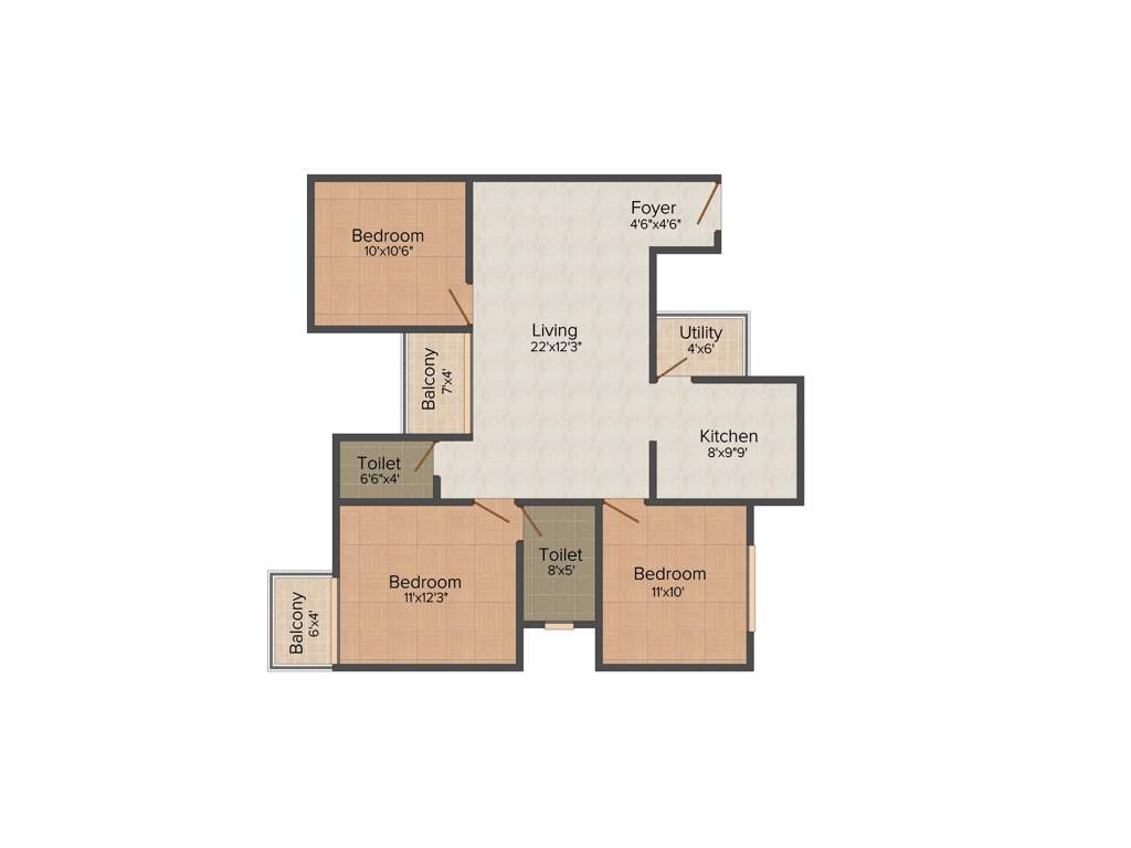 MJ Avershine (3BHK+2T (1,092 sq ft) 1092 sq ft)