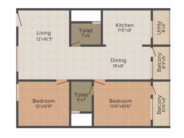 KV Orchids (2BHK+2T (1,250 sq ft) 1250 sq ft)