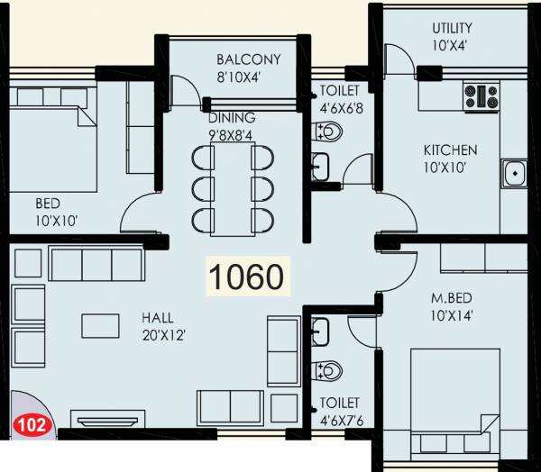Matha Kateel Residency (2BHK+2T (1,060 sq ft) 1060 sq ft) Matha Kateel Residency (2BHK+2T (1,060 sq ft) 1060 sq ft)