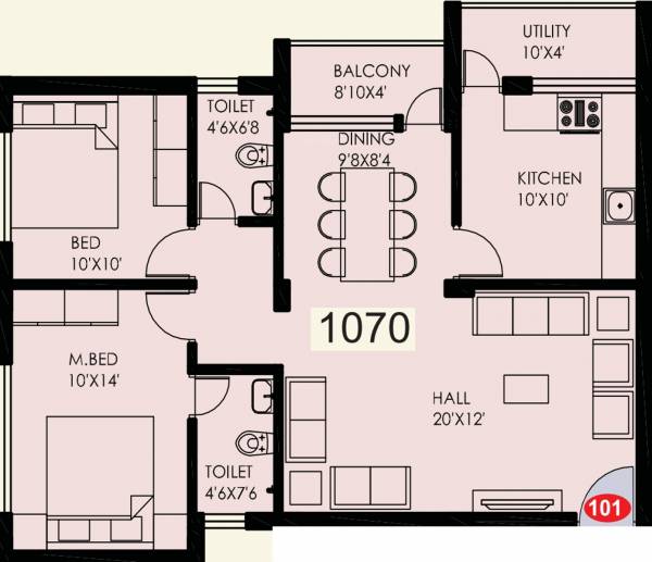 Matha Kateel Residency (2BHK+2T (1,070 sq ft) 1070 sq ft) Matha Kateel Residency (2BHK+2T (1,070 sq ft) 1070 sq ft)