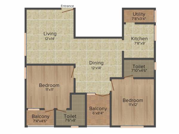 Affinity Affinity Blossom (2BHK+2T (1,150 sq ft) 1150 sq ft)