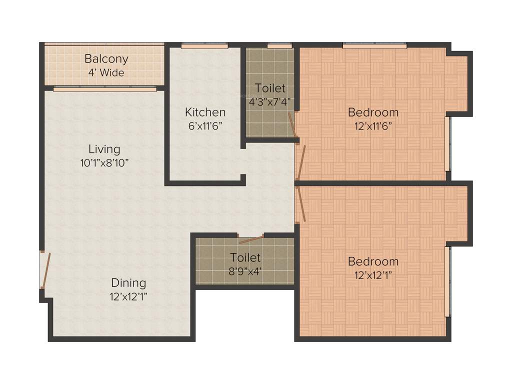 Abira Oriana (2BHK+2T (1,099 sq ft) 1099 sq ft)