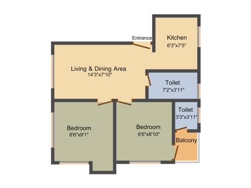 Poddar Jharna Apartment (2BHK+2T (700 sq ft) 700 sq ft)