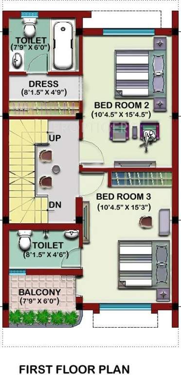 Pearl Akriti Floor Plan (3BHK+3T)