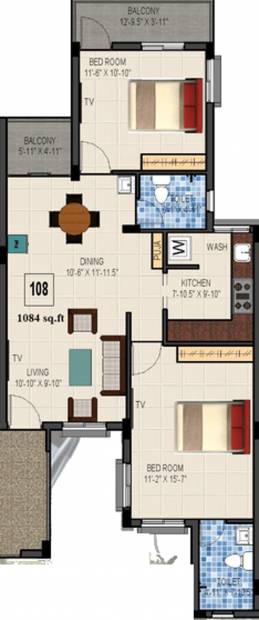 Navin Sanctum (2BHK+2T (1,084 sq ft) + Pooja Room 1084 sq ft)