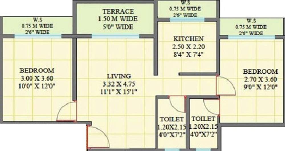 Omkar Pride (2BHK+2T (1,041 sq ft) 1041 sq ft)
