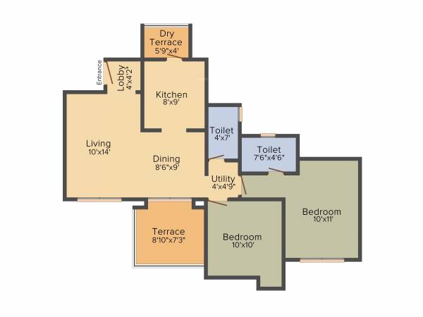 OM Tropical Palms (2BHK+2T (1,003 sq ft) 1003 sq ft)