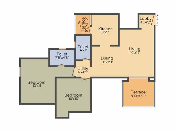 OM Tropical Palms (2BHK+2T (1,004 sq ft) 1004 sq ft)