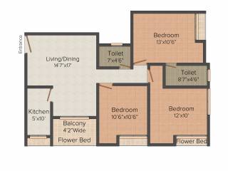 Big Galaxy (3BHK+3T (1,275 sq ft) 1275 sq ft) Big Galaxy (3BHK+3T (1,275 sq ft) 1275 sq ft)