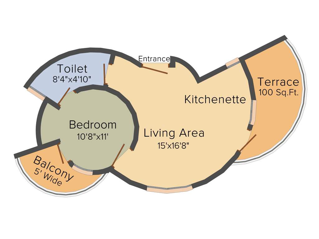 Delhi De Nest (1BHK+1T (830 sq ft) 830 sq ft)