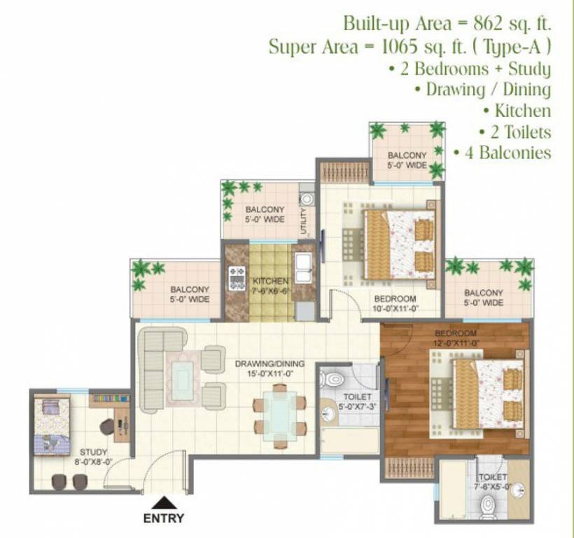 Arihant Arden (2BHK+2T (1,065 sq ft) Study Room 1065 sq ft) Arihant Arden (2BHK+2T (1,065 sq ft) Study Room 1065 sq ft)