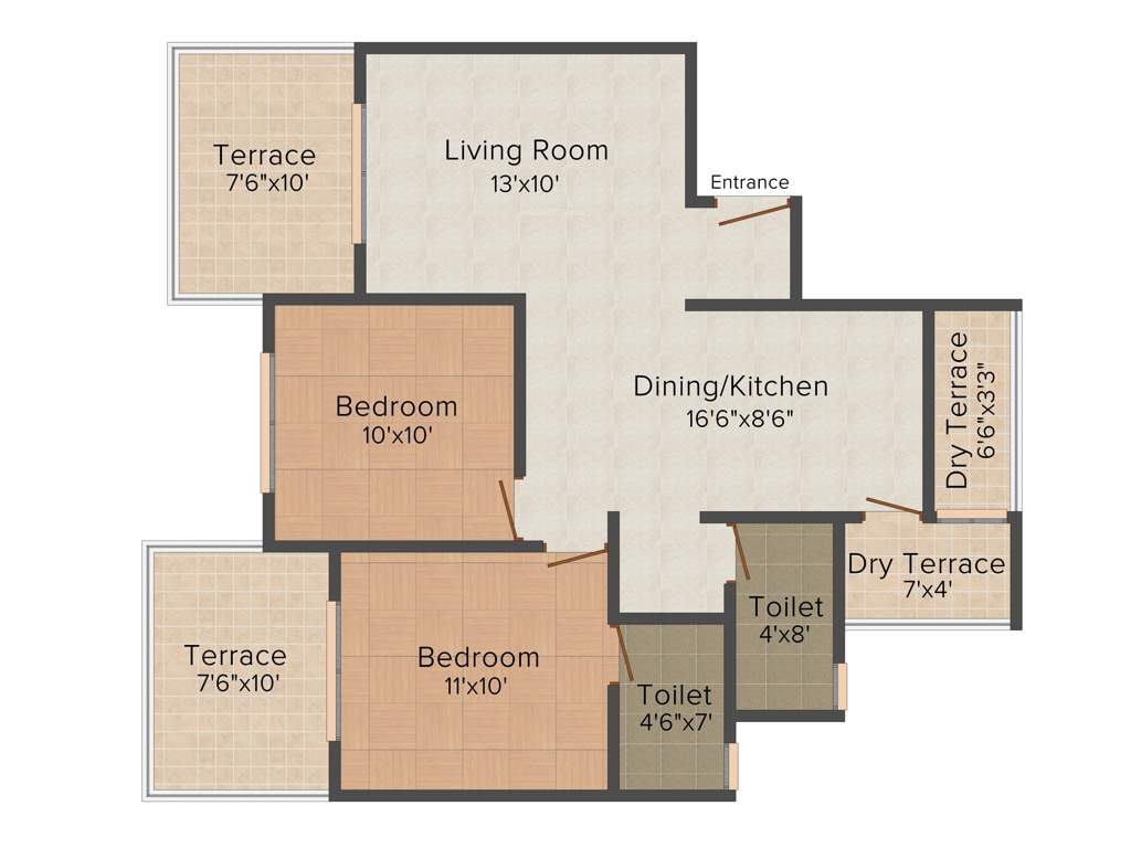 Arihant Kate Estate (2BHK+2T (910 sq ft) 910 sq ft)