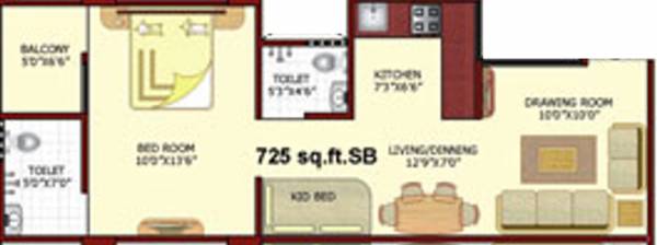 Mahalaxmi Celebration Residency (1BHK+2T (725 sq ft) 725 sq ft)