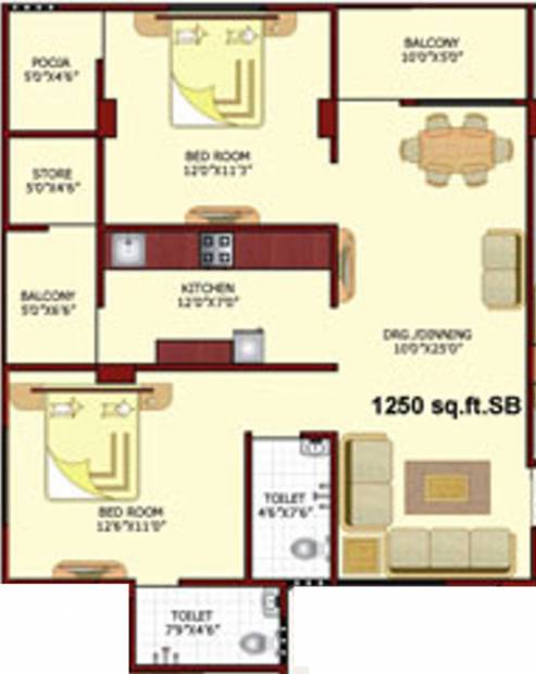 Mahalaxmi Celebration Residency (2BHK+2T (1,250 sq ft) + Pooja Room 1250 sq ft)
